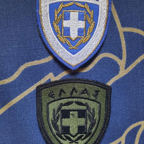 Hellas military patches, blue-white and khaki, PVC with Velcro