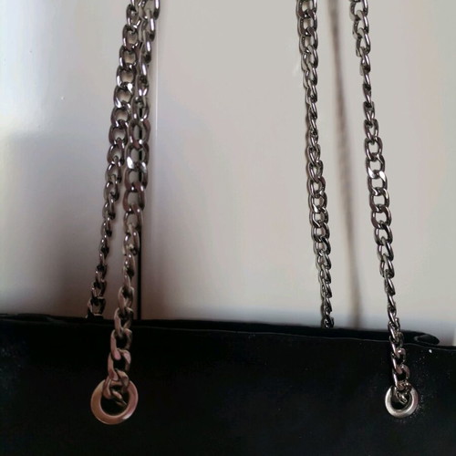 Zara women's bag used, black sweat with silver chain shoulder