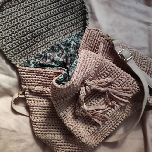 Knitted handmade backpack used
