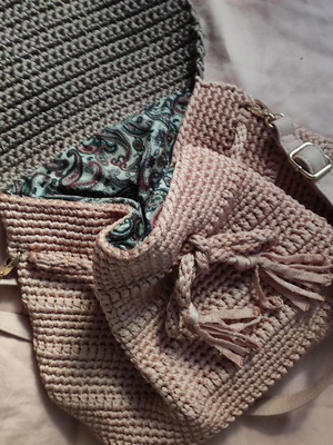 Knitted handmade backpack used