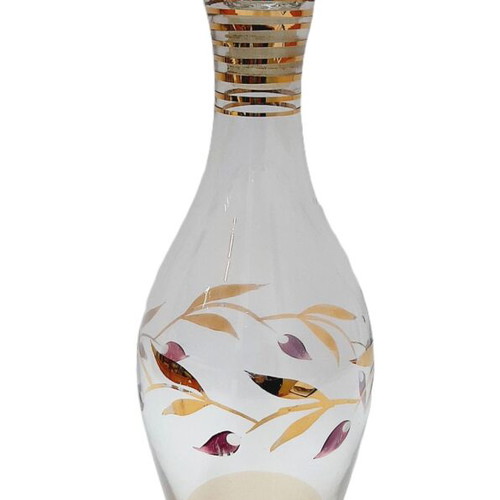 Vintage glass decanter hand-cut and hand-painted 25 oz like new