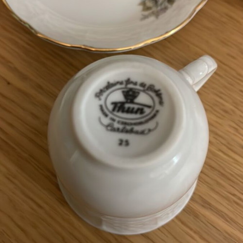 Bohemian porcelain tea set new with gold trim