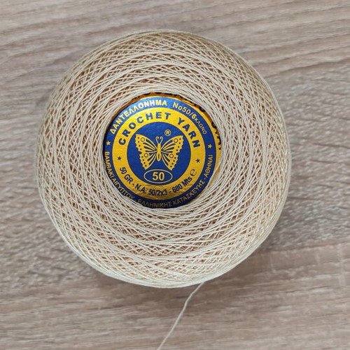 Crochet yarn No 30 - 40 - 50 new, 50g, beige, snow white, red