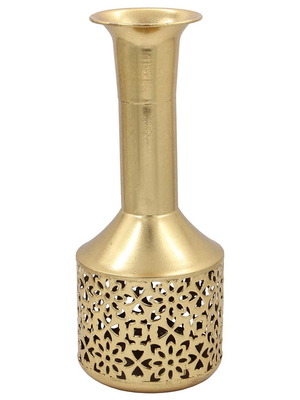 Decorative metal vase gold 16x16x38cm KESKOR new