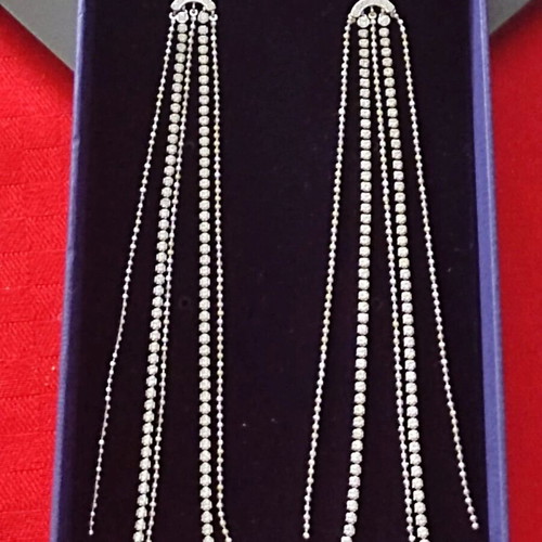 Swarovski Tassel Fit silver long earrings
