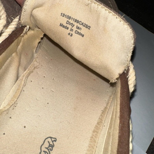 Men's fabric moccasins used, size 43, beige brown