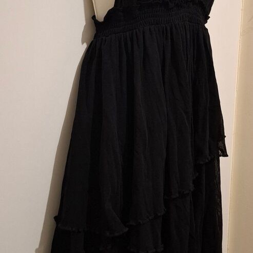 Vintage Jean Paul Gaultier Black Semi-Sheer Midi Dress used Size M
