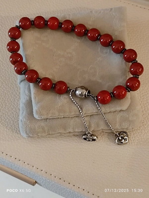 Βραχιόλι Gucci San Valentino με κόκκινες ξύλινες χάντρες και ασήμι σαν καινούργιο