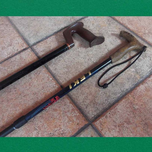 Adjustable walking sticks used, set of 2, lengths 95 & 85 cm