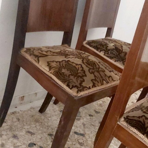 Chairs set of 4 used from 1940-1950 solid walnut wood