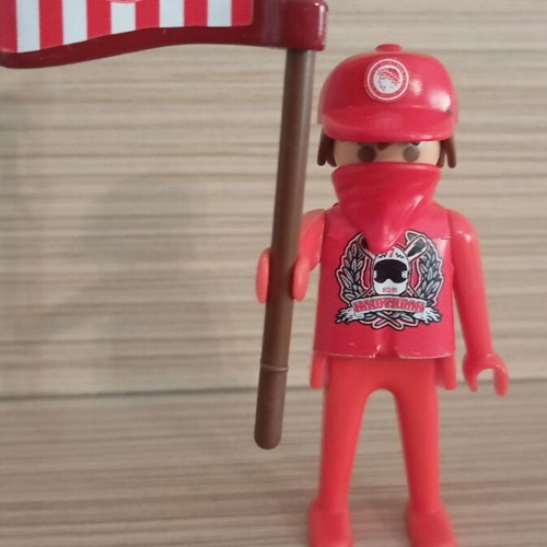 Playmobil Olympiacos Fan Figure like new with team flag