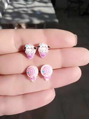 Sanrio earrings set of 2 pairs hypoallergenic, multicolor