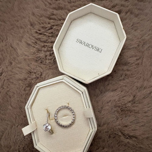 Swarovski duo set cocktail rings Stilla Pave new, white rhodium plating 16.1 mm