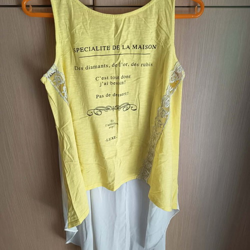 Shine 2gether women's blouse used, size M/L, white and yellow