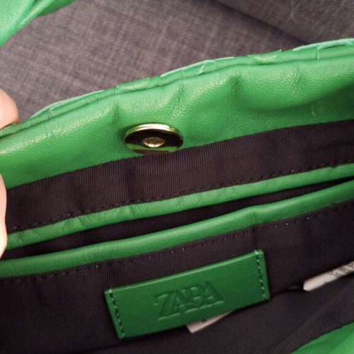 Zara leather handbag, green
