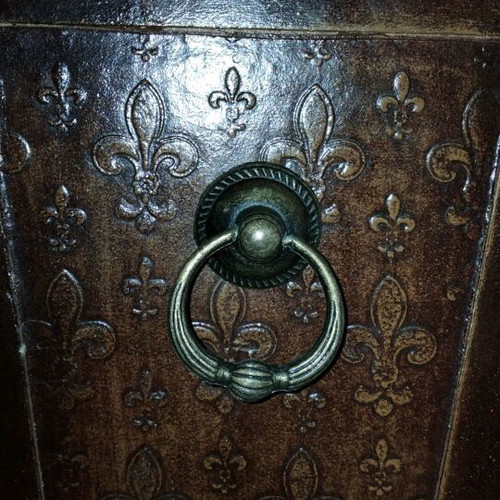 Antique 19th Century Wooden Cutlery or Candle Box with Fleur-de-lis, used