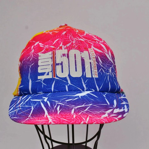 Vintage 90s Tie Dye Neon Colors Nylon Hat, One Size