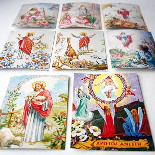 Vintage 1970s Greek Easter postcards set of 8, new