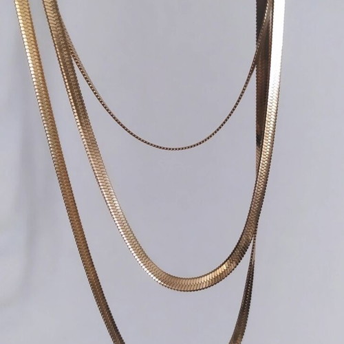 Triple chain gold color stainless steel new