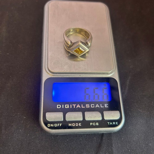 Silver 950 vintage ring with yellow stone used