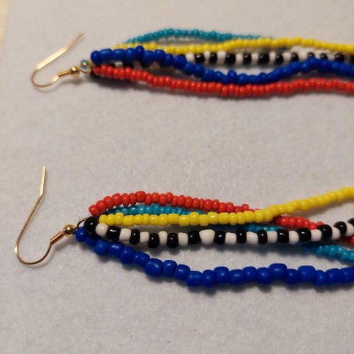 Tropical earrings, colorful, extra long 16cm