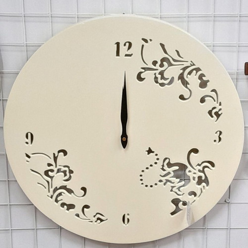 Wooden wall clock beige-ecru color 45 cm diameter new