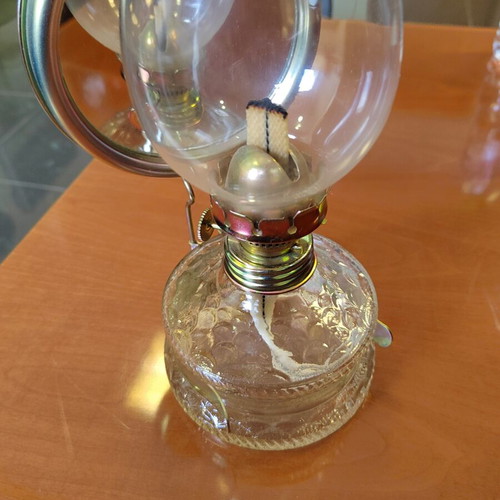 Vintage oil lamp with mirror reflector like new
