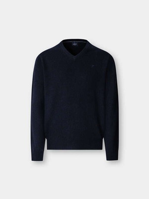 Hackett London Lambswool V-Neck Pullover new, men's size M, blue