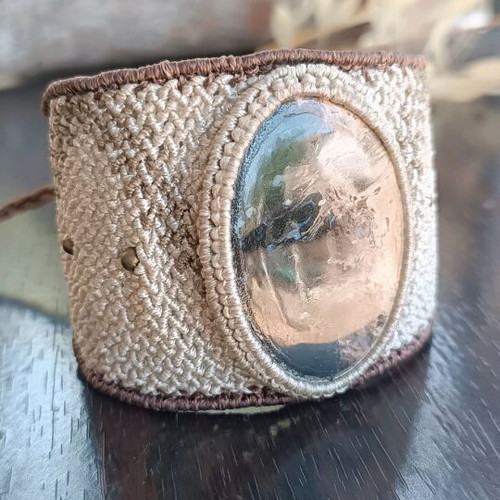 Macrame bracelet with agate new, men's wide design
