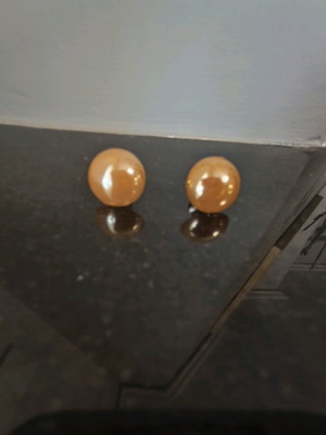 Button earrings in bright honey glossy color like new