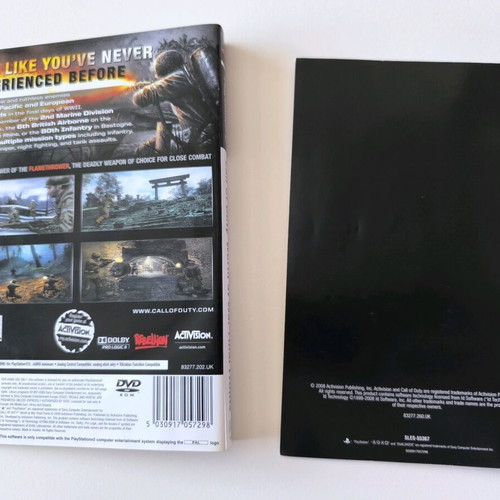 Call of Duty World at War cover and booklet for PS2 like new