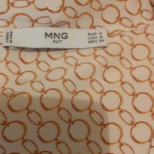 Mango MNG Suit women's shirt with chain print and tie, like new, size S