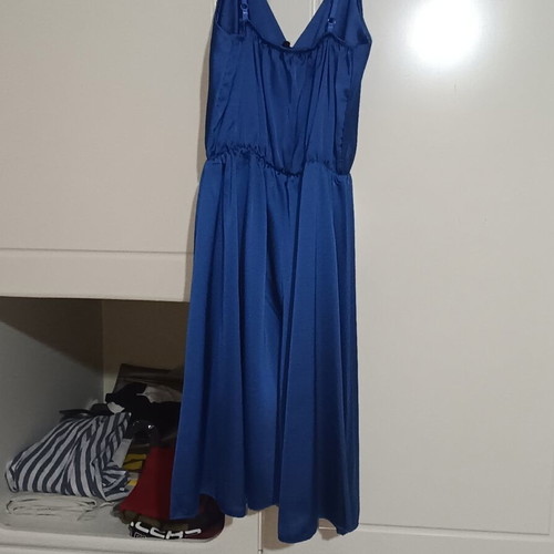 Blue satin texture one-piece romper