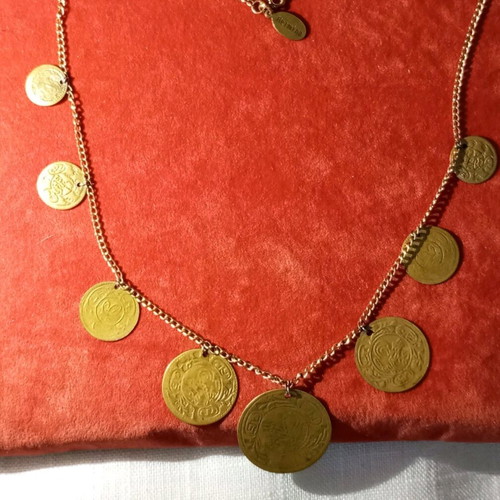 Hermina necklace with Ottoman coins like new, metal and bronze