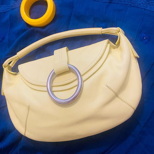 Andrea Mabiani leather bag like new, lemon color, croissant shape