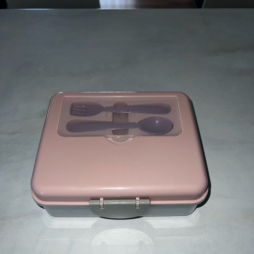 Melii Lunchbox with Spoon and Fork Pink like new