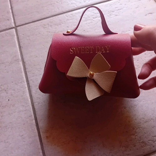 Gift bag new with bow and clasp red wine color