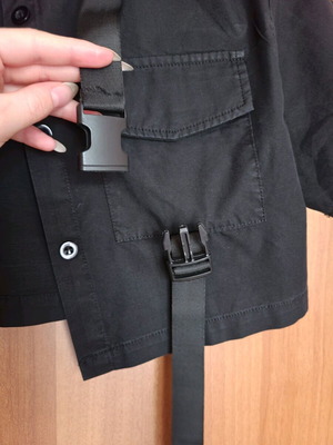 Techwear shirt crop top like new, black, cotton, size S