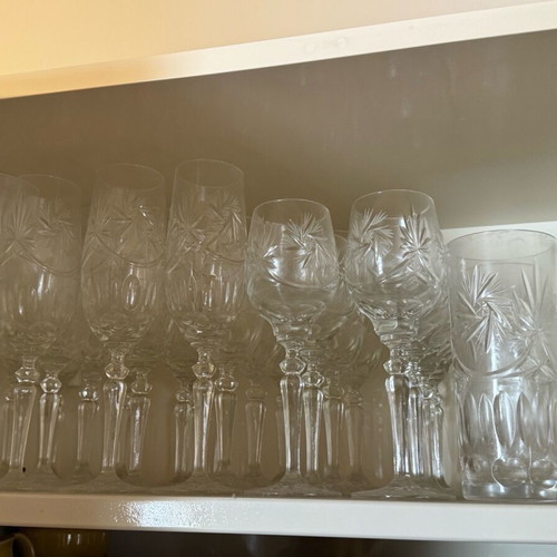 Vintage crystal glass set like new, 5 types x 6 pieces