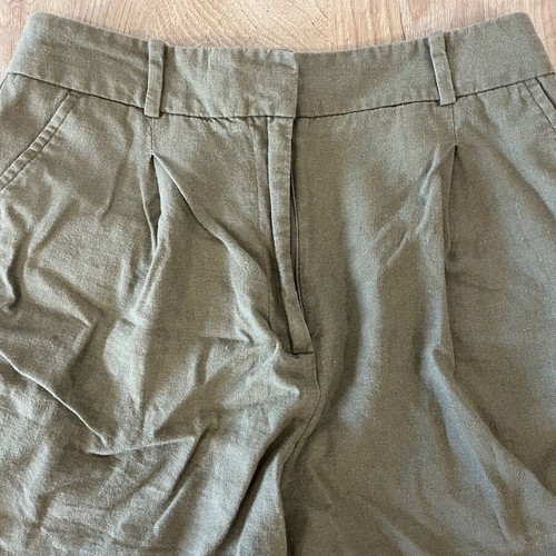 Zara khaki linen shorts size S like new, linen and viscose