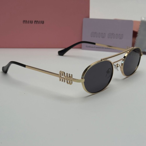 MiU MiU Women's Oval Sunglasses Black Brown Gold New UV400 Protection
