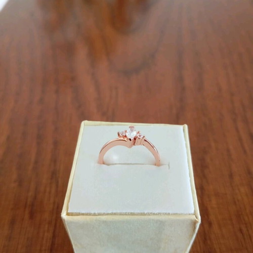 Ring used, gold plated with zircon stones size 7 pink gold