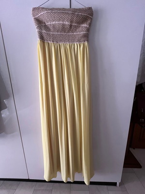 Long strapless dress yellow like new, size M