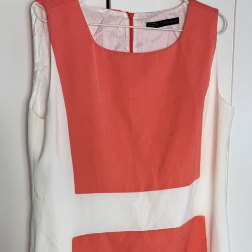 Zara color block shift dress sleeveless XL like new, orange coral