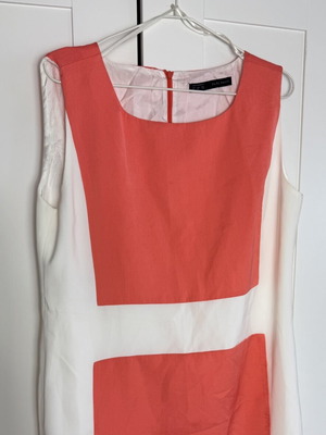 Zara color block shift dress sleeveless XL like new, orange coral