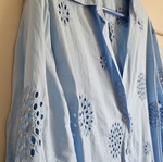 Zara oversized blouse with cutout embroidery, blue, size S