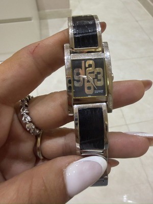 Esprit Model 4813 women's quartz watch, black leather strap