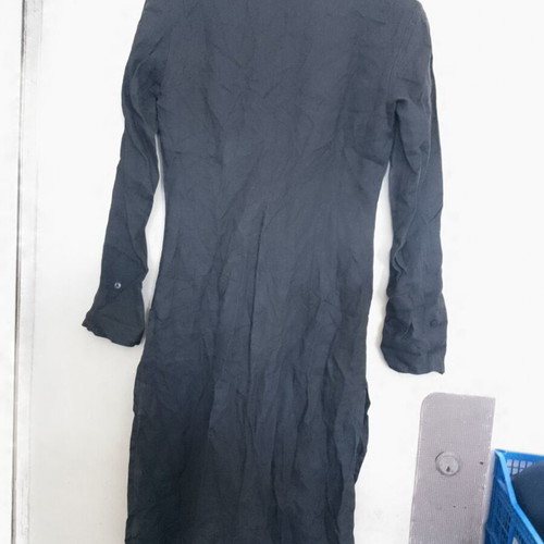 Benetton women's long linen shirt with cutouts size S, like new, black