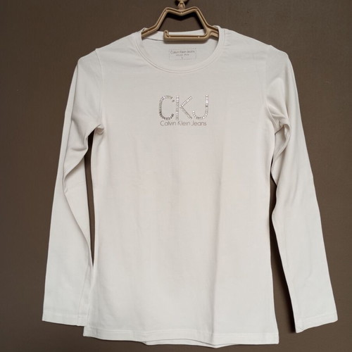Unisex white long-sleeve shirt like new, round neck