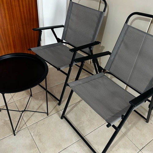 Balcony set used with 2 folding chairs and table